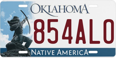 OK license plate 854ALO