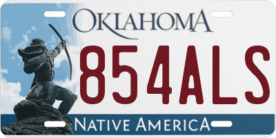 OK license plate 854ALS