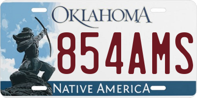 OK license plate 854AMS