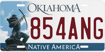 OK license plate 854ANG