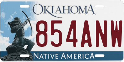 OK license plate 854ANW