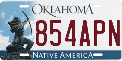 OK license plate 854APN