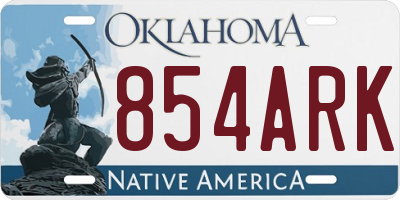 OK license plate 854ARK