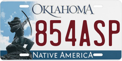 OK license plate 854ASP