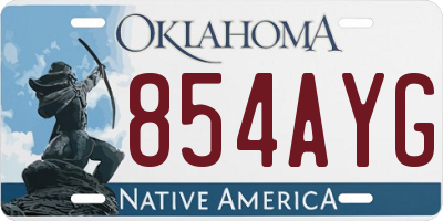 OK license plate 854AYG