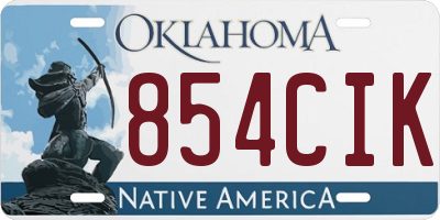 OK license plate 854CIK