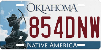 OK license plate 854DNW