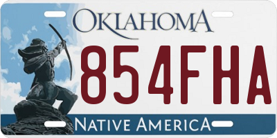 OK license plate 854FHA