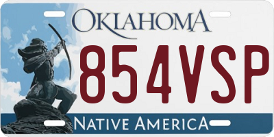 OK license plate 854VSP