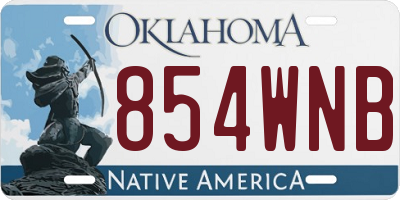 OK license plate 854WNB