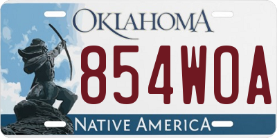 OK license plate 854WOA