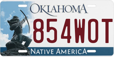 OK license plate 854WOT