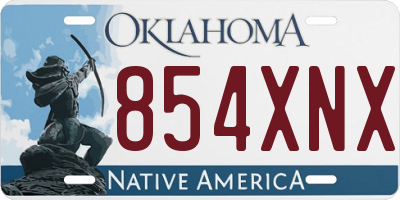 OK license plate 854XNX