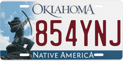 OK license plate 854YNJ