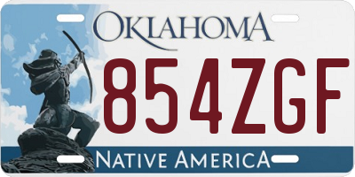 OK license plate 854ZGF