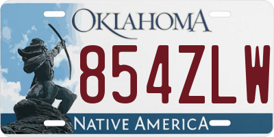 OK license plate 854ZLW