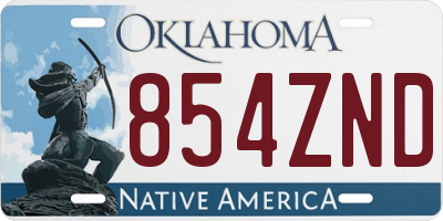 OK license plate 854ZND