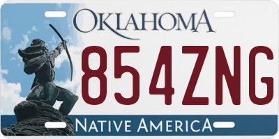 OK license plate 854ZNG