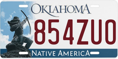 OK license plate 854ZUO