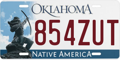 OK license plate 854ZUT