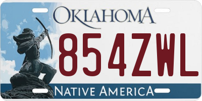 OK license plate 854ZWL