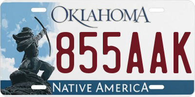 OK license plate 855AAK