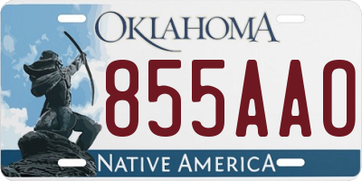 OK license plate 855AAO