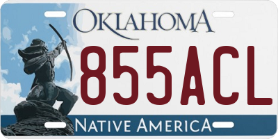 OK license plate 855ACL