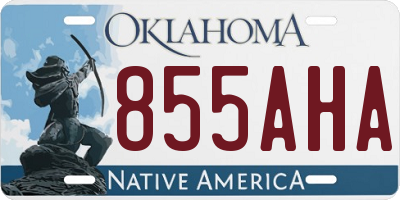 OK license plate 855AHA