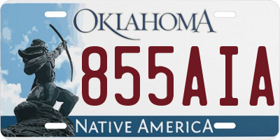 OK license plate 855AIA