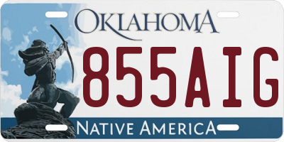 OK license plate 855AIG