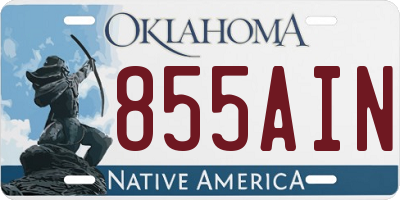 OK license plate 855AIN