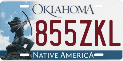 OK license plate 855ZKL