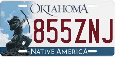 OK license plate 855ZNJ