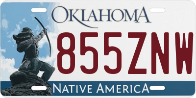 OK license plate 855ZNW