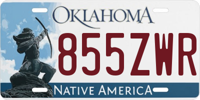 OK license plate 855ZWR