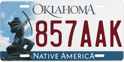 OK license plate 857AAK