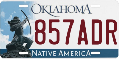 OK license plate 857ADR