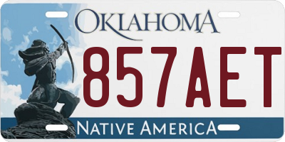 OK license plate 857AET
