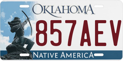 OK license plate 857AEV