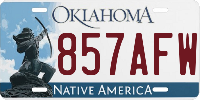 OK license plate 857AFW
