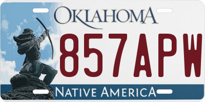 OK license plate 857APW