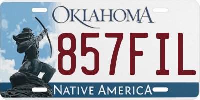 OK license plate 857FIL