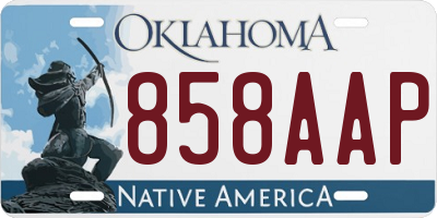 OK license plate 858AAP