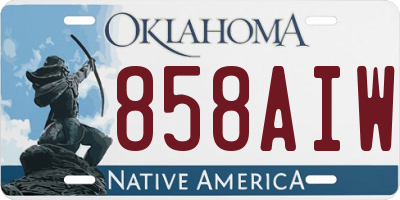 OK license plate 858AIW