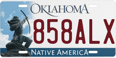 OK license plate 858ALX