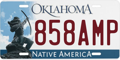OK license plate 858AMP