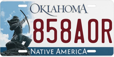 OK license plate 858AOR