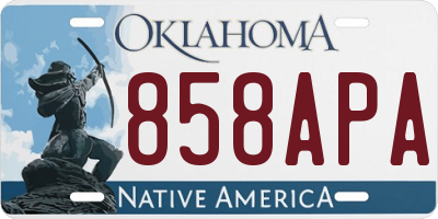 OK license plate 858APA