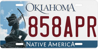 OK license plate 858APR